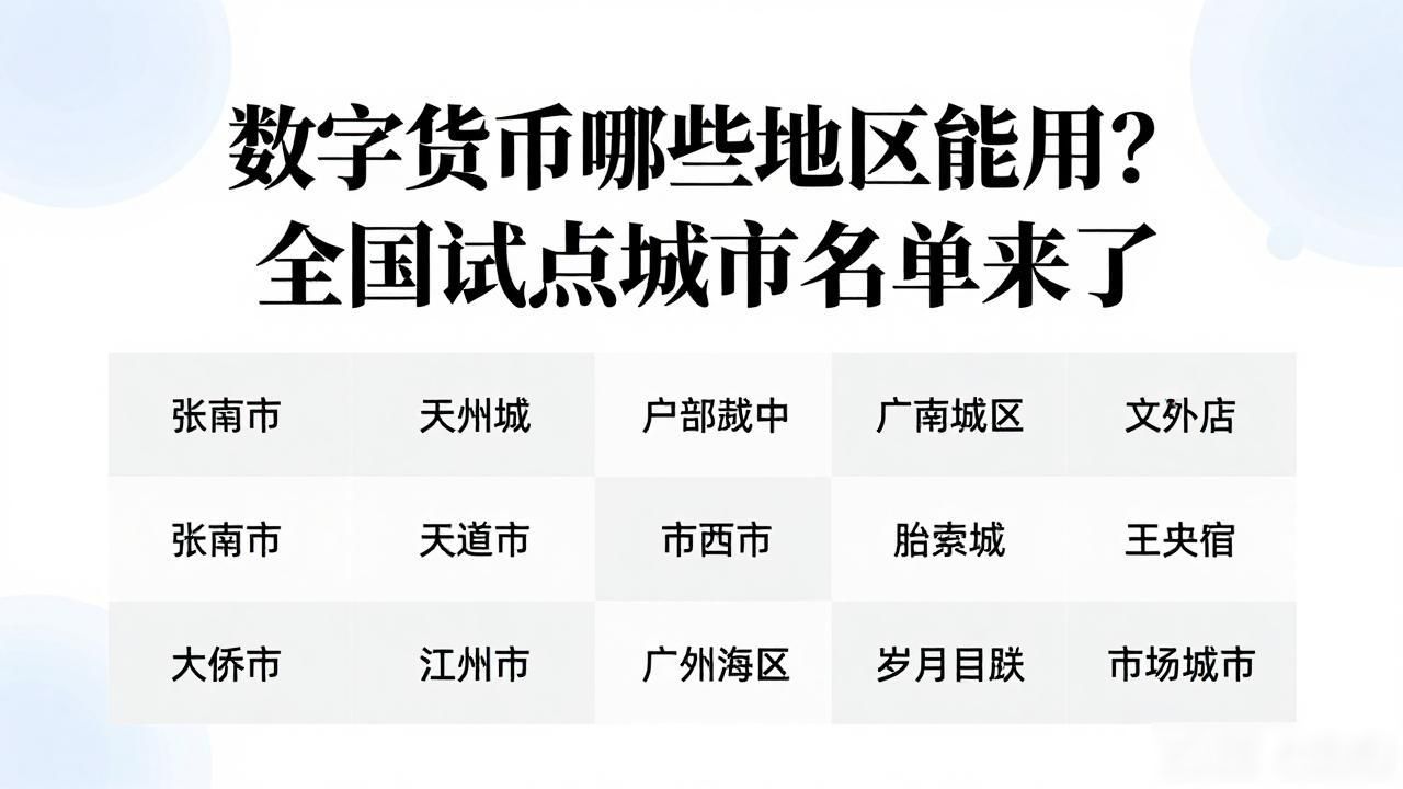 哪些地区能用数字货币_数字人民币已覆盖省市列表_数字人民币试点城市范围