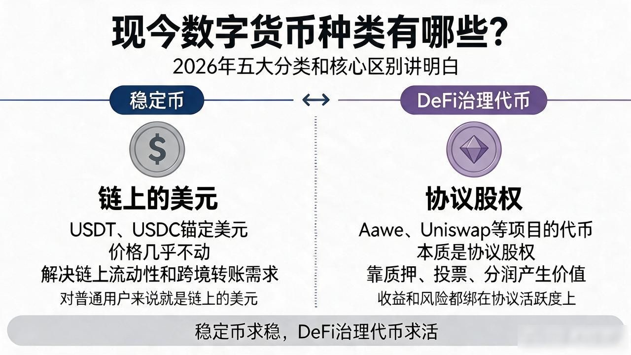 数字货币分类详解比特币与稳定币区别_现今数字货币种类_DeFi治理代币风险收益分析